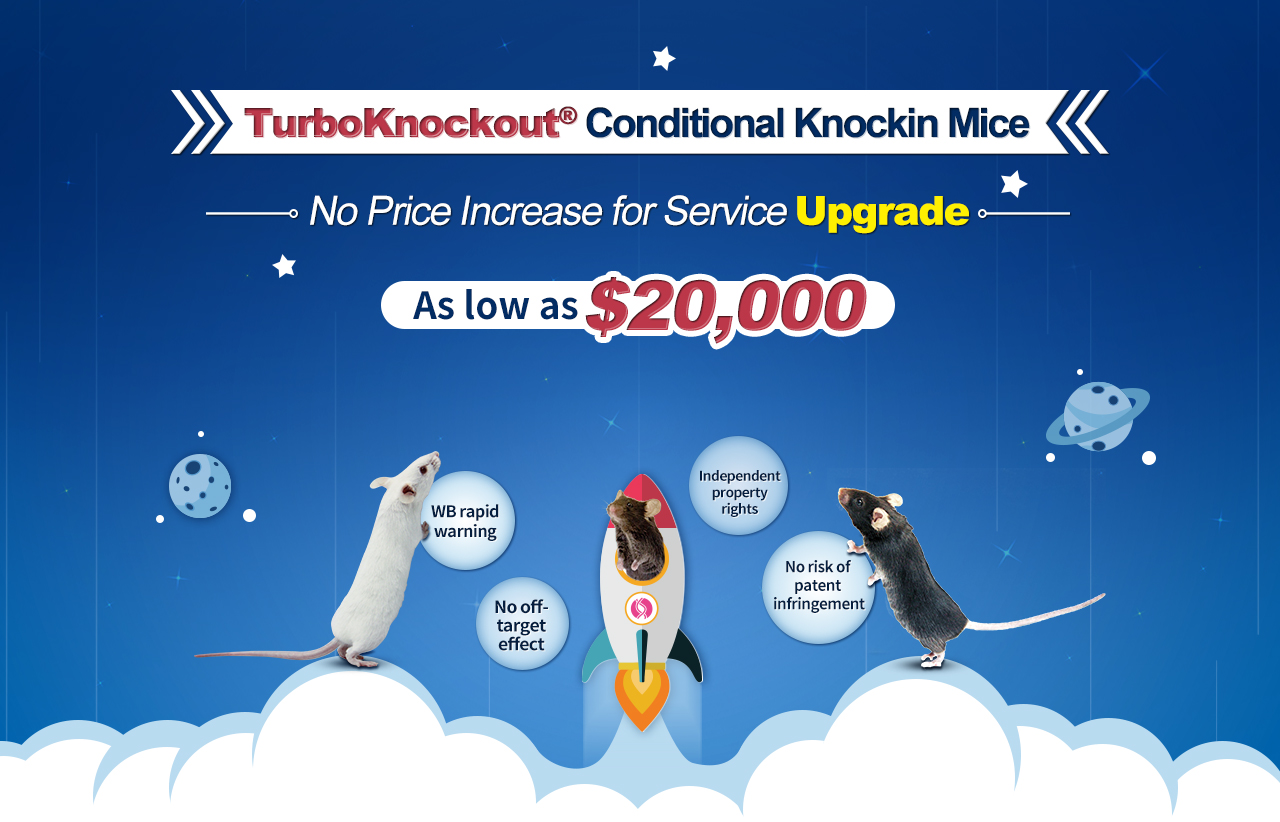 TurboKnockout® Conditional Knockin Mice No Price Increase for Service Upgrade As low as $20,000